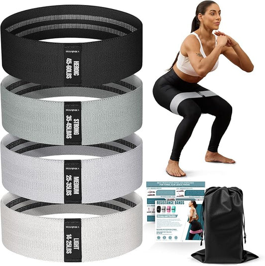 Lianjindun Booty Resistance Bands for Legs & Glutes, Non-Slip Workout Set | Exercise Bands for Working Out, Pilates, Yoga, Home Gym, Booty, Leg, Heroic/Strong/Medium/Light Fabric Loops for Women Men