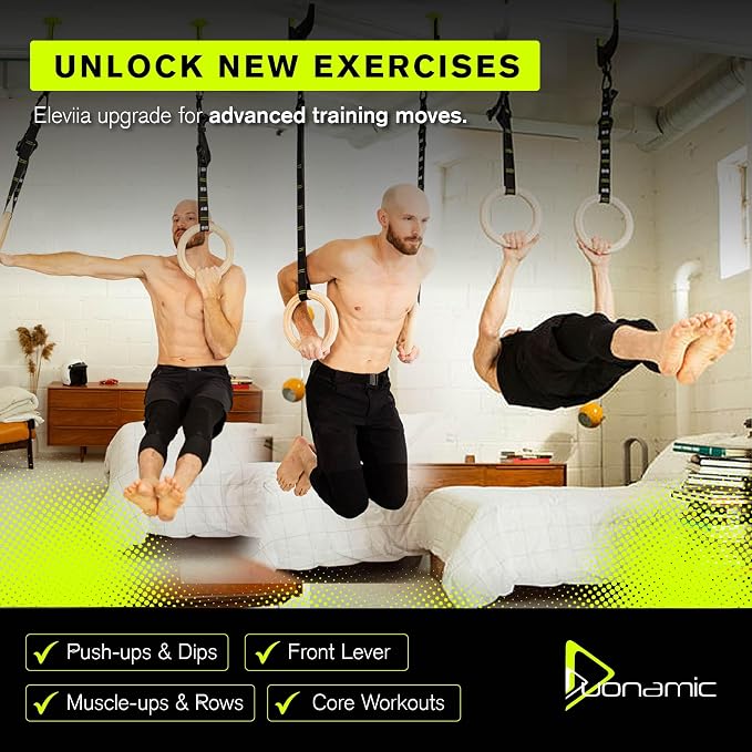 Duonamic Eleviia Portable Doorway Pull Up Bar, No Install, Home & Travel | Comes Fully Assembled, Ready in Under 8 Seconds, Aerospace Composite Build, Lightweight at 3.5 lb, Non Marking Coating