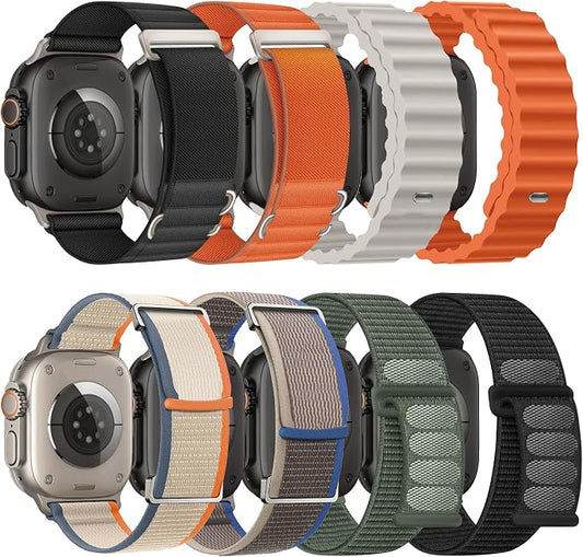 8 Pack Compatible with Apple Watch Band 42mm 40mm 41mm 38mm for Women Men,Breathable Trail Loop+Alpine Loop+Ocean+Nylon Sport Loop Band for iWatch Series 11/10/9/8/7/6/5/4/3,SE 3 2 1