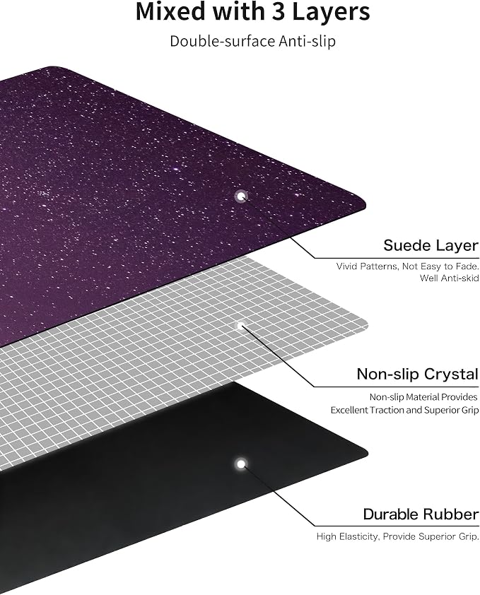 nuveti Printed Travel Yoga Mat 1/16 Inch Thick Non Slip Fitness Workout Mat | with Carrying Bag, Foldable Lightweight Suede & Natural Rubber Yoga Mat for Yoga Pilates and Fitness 72" L x 24" W x 1.5mm