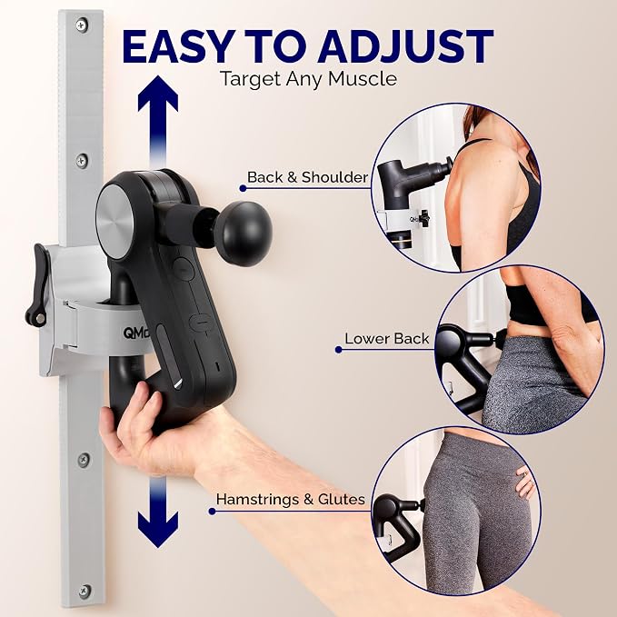 Massage Gun Holder & Wall Mount – Hands-Free for Full Body Muscle Recovery – Fully Adjustable Massage Gun Wall Mount Holder – Heavy Duty, No-Slip, Supports Deep Massaging (Wall Mount)