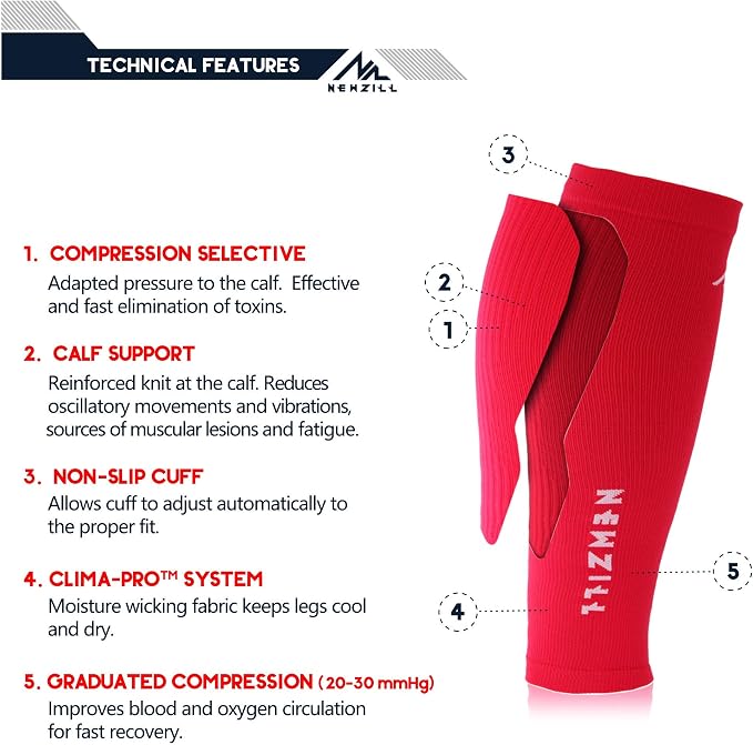 NEWZILL Compression Calf Sleeves (20-30mmHg) for Men & Women Perfect Option to Compression Socks for Running Travel Nursing