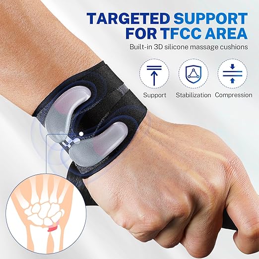 Ultra Thin TFCC Wrist Brace, Targeted Support for TFCC Pain Relief Recovery | 3D Gel Pad Support, Seamless Design, Not Restrict Motion, Reversible Fit, TFCC Tear, Ulnar Pain, Weightlifting, Sports Injury