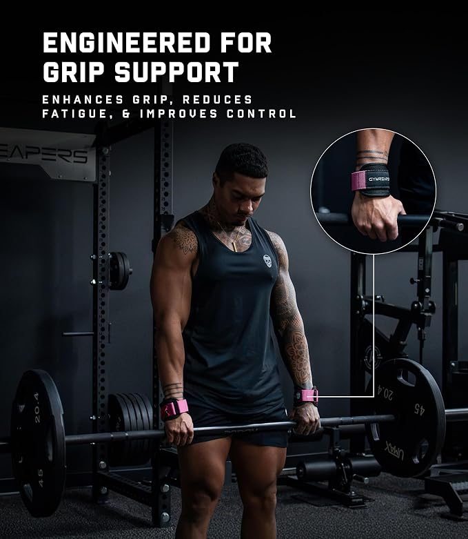 Gymreapers GripLink Lifting Straps – Heavy Duty D-Ring Weight Lifting Wrist Straps with Anti-Slip Silicone Grip Beads, Adjustable Support for Deadlifts, Powerlifting, Cable Machines & Gym Training