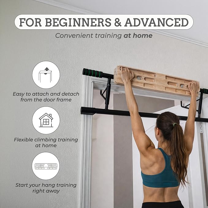 Doorway Hangboard Pull-Up Bar for Fingerboard, Rock Climbing, and Bouldering Training, No Drilling Required, Grip Strenth Training at Home