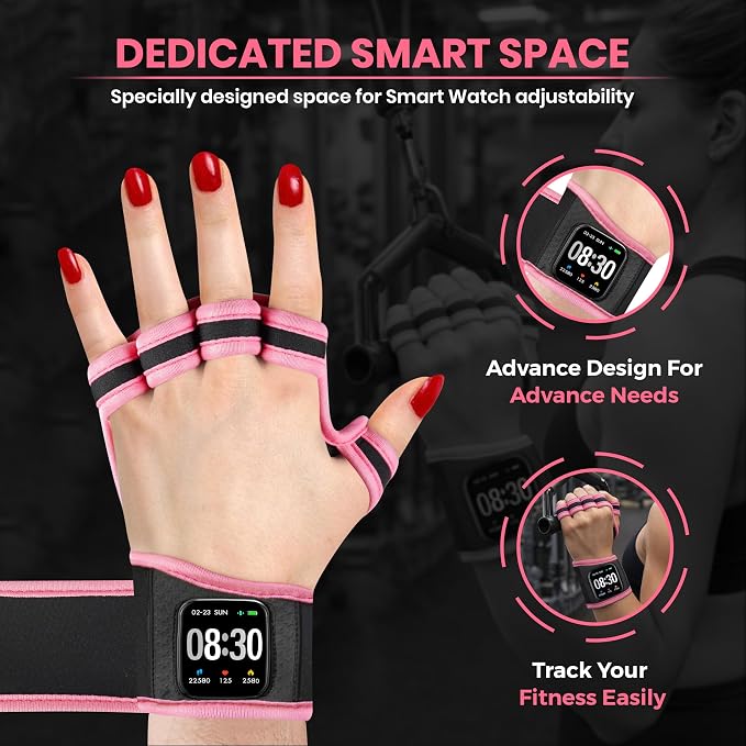 Workout Gloves for Men & Women, Smartwatch Compatible Ventilated Gym Gloves with Wrist Wrap Support, Breathable Weight Lifting Gloves for Fitness with Excellent Grip