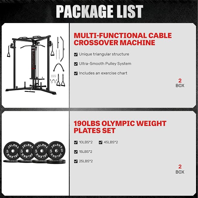CC01 Cable Crossover Machine with High and Low Pulley System, Functional Trainer with Pull Up Bars and Optional Bundle, Cable Machine for Home Gym Power Workout