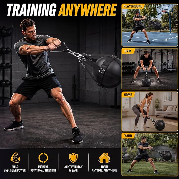 Indoor Slam Ball Medicine Balls Bag with Handles, Heavy Duty Weight Throw Practice Accessory, Reinforced Polyester Webbing & Steel Hardware, Fits 15-30 Lbs, Ball Not Include