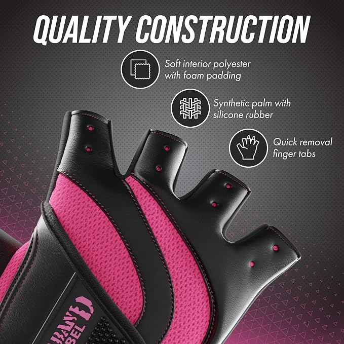 Contraband Pink Label 5437 Womens Extreme Grip Weight Lifting Gloves w/Heavy Rubber Padded Palm (Pair) - Heavy Duty Palm w/Griplock Silicone & Rubber Grip Pads for Gym Workouts