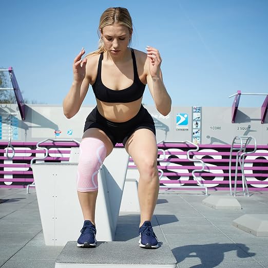 RiptGear Knee Compression Sleeve Women - Knee Support and Compression Knee Brace for Women Working Out For Pain, Running (Medium, Pink (1 Pack))