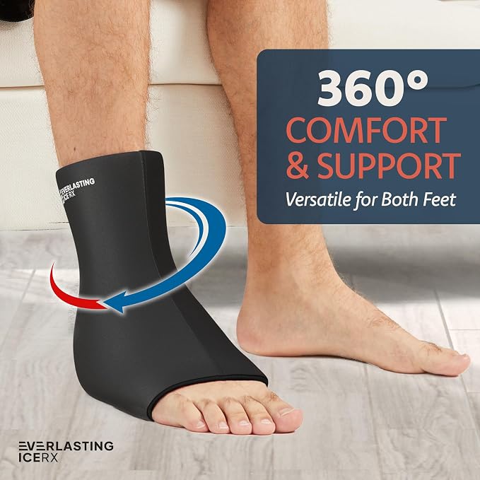 Ankle Compression Sleeve for Achilles Tendonitis Relief, Ankle Ice Pack Wrap, Foot Brace Sprained Ankle Support for Women and Men, Freeze Cold Packs for Plantar Fasciitis