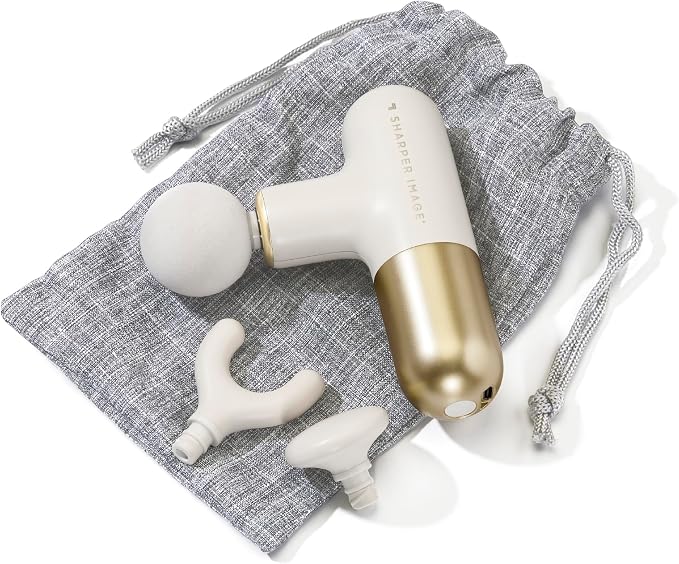 Sharper Image PowerBoost Mini Massage Gun [2026 Version] - Deep Tissue Percussion Massager| Muscle Recovery & Pain Relief| Quiet Handheld Massage Tool| Powerful & Compact| Travel Size | Gift for Women