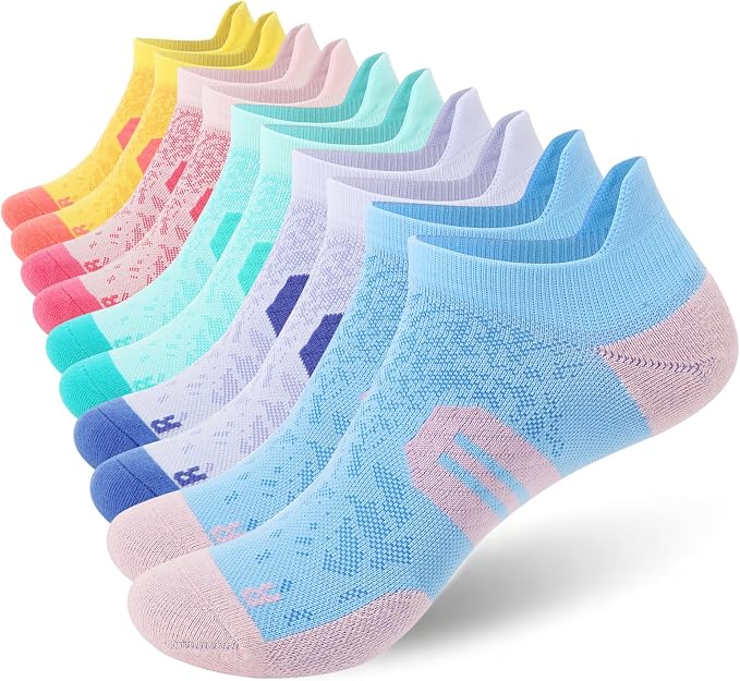 BUDERMMY Womens Ankle Compression Socks with Arch Support Athletic Low cut Running Socks for Women Workout Cushion 5 Pairs