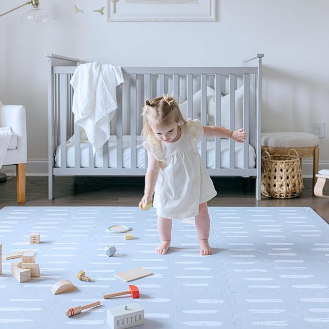 Little Landings Baby Play Mat for Floor - Shoreline (6x6ft) - Premium EVA Foam Play Mat for Babies & Toddlers (Ages 0-5+) Non-Toxic Playmat for Tummy Time, Crawling & Playroom - Stylish & Comfortable