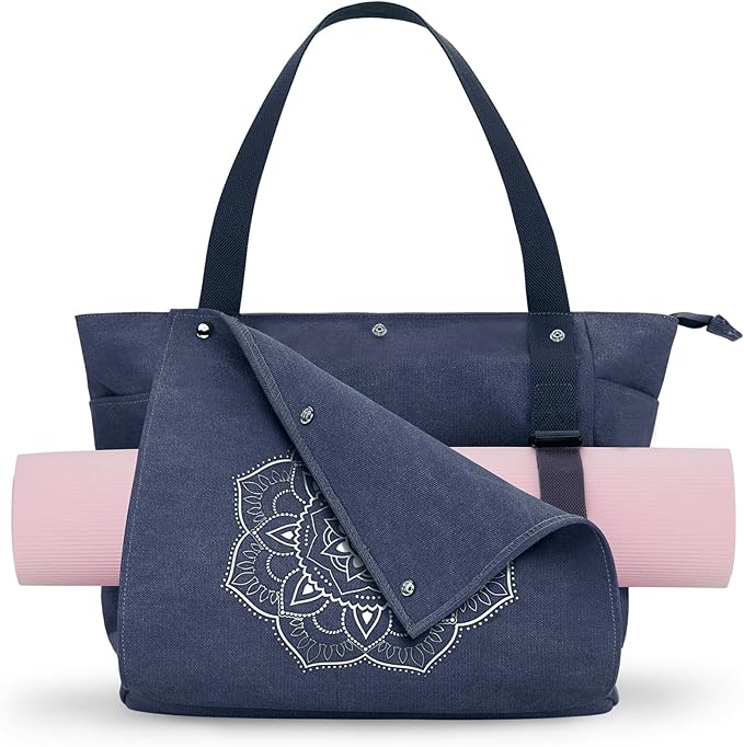 Gonex Yoga Mat Bag For Women Canvas Tote Pilates Gym Bag With Mat Carrier | Front-Opening Quick Access Mat Straps, Durable Cotton Canvas, Machine Washable, Bottle Holder Multi Pockets, Yoga Gym Travel