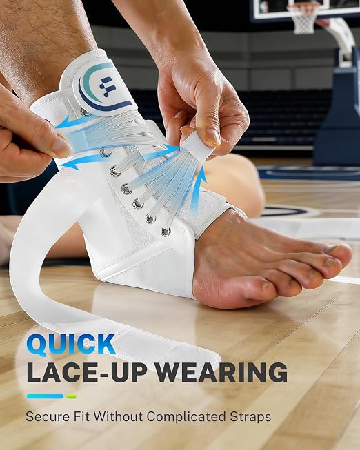 Ankle Brace for Men Women with Removable Side Splints Figure 8 Strap | Quick Lace-Up Adjustment, Sprain Recovery Support, Achilles Tendon Relief, Sports Stability for Basketball & Running