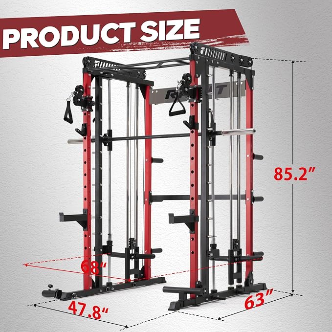RitFit M1 Pro Smith Machine Cable Crossover Power Cage Home Gym