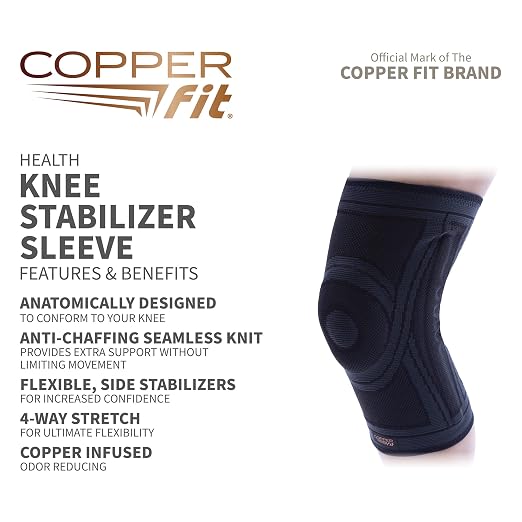Copper Fit Health Knee Stabilizer Sleeve, Small/Medium, Black
