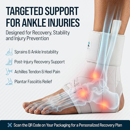 Lace Up Ankle Brace for Women & Men - Side Stabilizers for Sprained Ankle