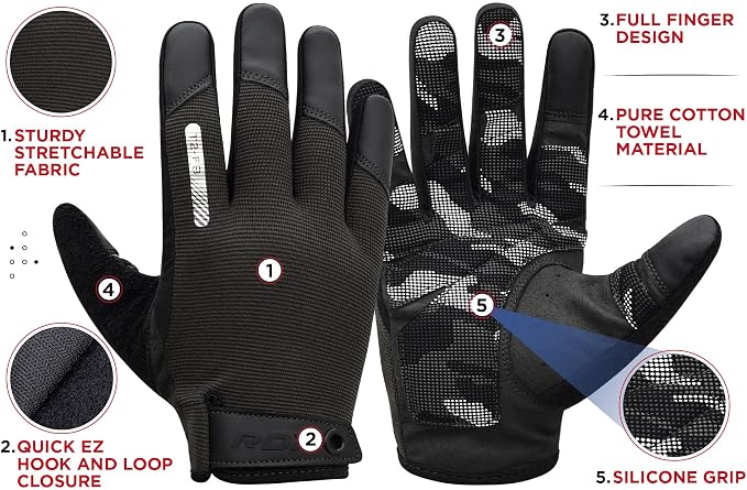 RDX Weight Lifting Gloves with Wrist Support -Touch Screen Full Finger Gym Workout, Breathable Anti Slip Padded Grip, Men Women Fitness Training, Powerlifting Bodybuilding HIIT Exercise Weightlifting