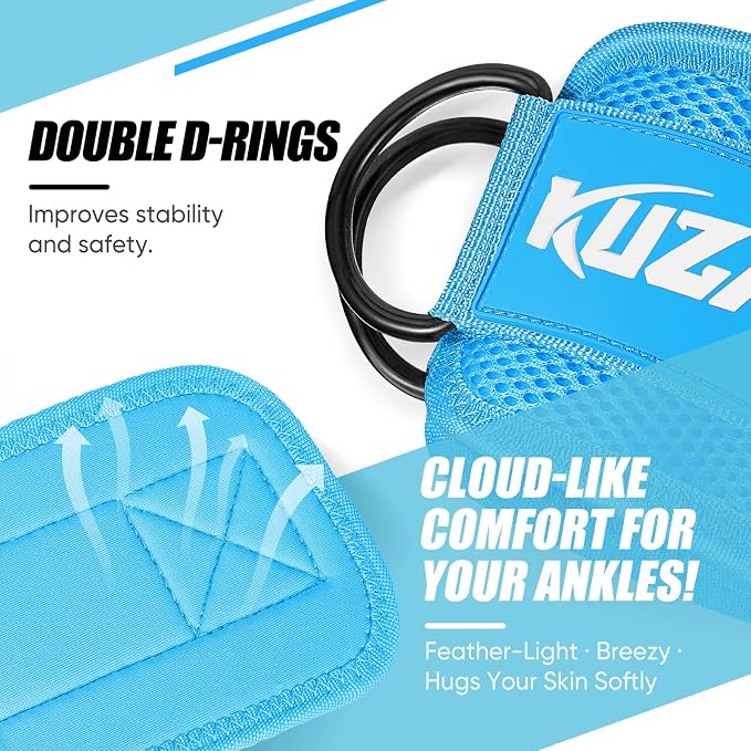 KUZARO Ankle Resistance Bands with Cuffs, Ankle Weights Bands for Working Out, Women Leg and Glutes Workout Equipment, Exercise Bands for Kickbacks, Butt and Booty Trainer, Home Gym Fitness Equipment