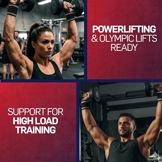 Dr. Arthritis Weight Lifting Wrist Wraps with Thumb Loop, Heavy-Duty Wrist Straps for Weightlifting, Hybrid Training, Olympic Lifts & Calisthenics, Non-Slip Gym Wraps for Men & Women (Black-Grey Stripes)