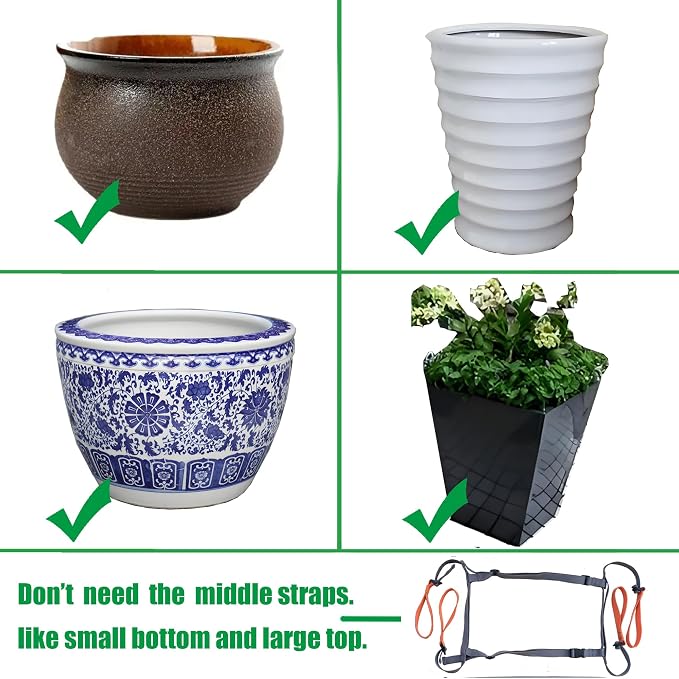 Potted Plant Mover and Lifting Straps, Landscaping Lifting Straps, Move Heavy Garden Objects: Flower Pots,Planters,Trees,Rocks,Bucket,Cement Gray,Up to 220 Pounds,Large