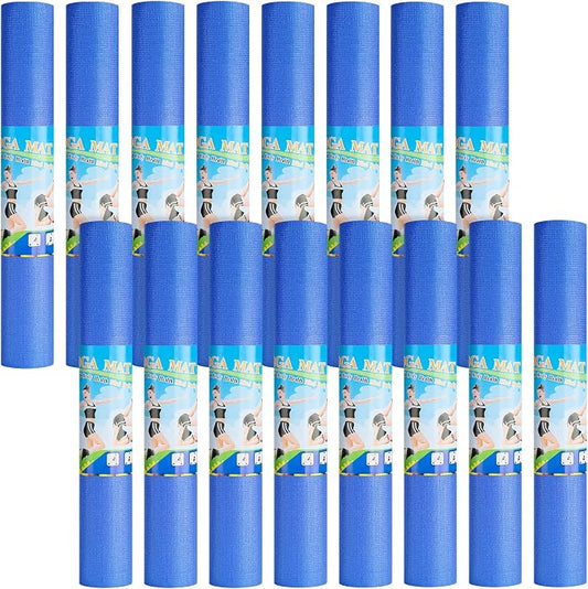 Funtery 3 mm Thin Yoga Mats Bulk, 68 x 24 Inches Lightweight PVC Exercise Mats Non Slip Workout Fitness Pads for Yoga Pilates Stretching Classes Gym Home Studio