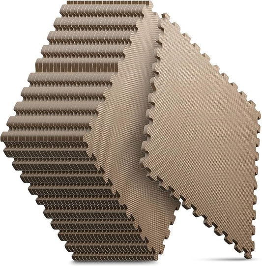 24 Pack 96 sqft Home Gym Mat, Puzzle Exercise Mat, EVA Interlocking Foam Floor Tiles for Home Workout Equipment and Kids' Play Areas - Blue, 24 in x 24 in x ½ in - (Brown, 24 Pack(96 SQ FT))