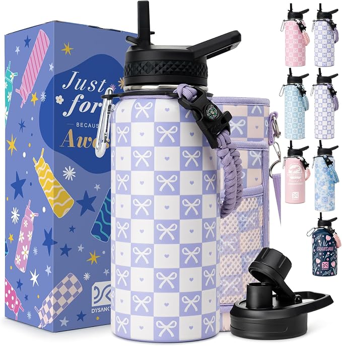 DYSANKY Water Bottle Gift– Insulated Stainless Steel Bottle with Carrier Bag, Strap & Gift Box – BPA-Free – Ideal for Hiking, Camping & Travel 32 oz