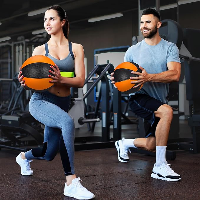 12lb Slam Medicine Ball Weighted Fitness Workout Ball with Rubber Shell Textured Grip for Core Strength, Exercise, Cardio, Balance and Flexibility Improves