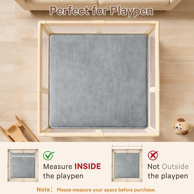 Baby Play Mat for Floor,Ultra Thick Elastic Foam 50"x50" Playmat Tummy Time Muscle Crawling Exercise Activity Cushion Gym Mat Nursery Playroom Area Kids Rug for Babies, Toddlers,Infants,Light Grey