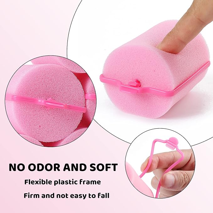 Jumbo Foam Sponge Hair Roller Soft Sleeping rollers Curvy Wavy Hairstyle Curling Hair Styling Tools 24 Pieces Use For Long Hair Short Hair Ladies And Children 2"X2.75" (Pink)