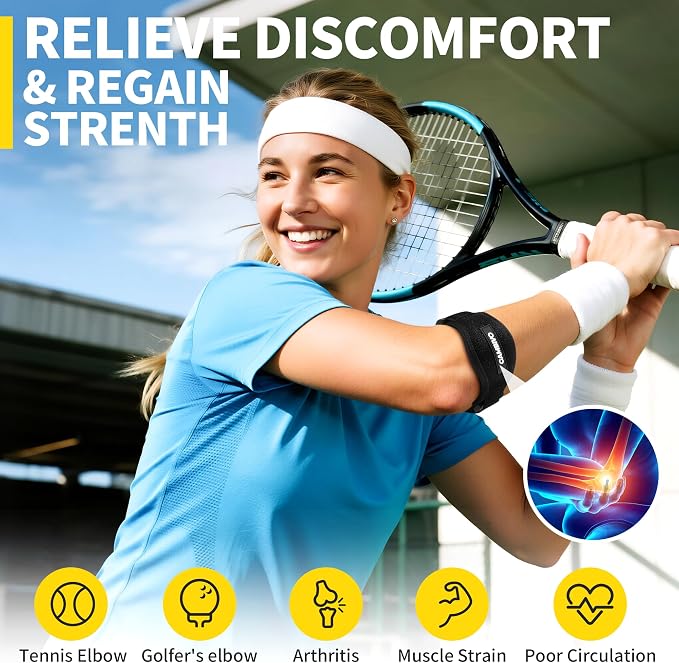 CAMBIVO 2 Pack Tennis & Golfer’s Elbow Brace, Counterforce Compression | Dual Adjustable Strap, Honeycomb Terry Lining, Breathable, Low-Profile Buckle, Forearm Support, for Tendonitis, Gym, Typing
