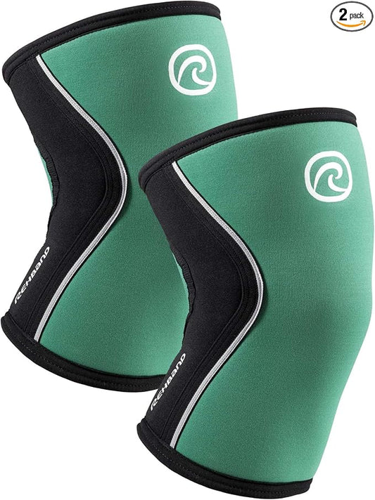 Rehband 5mm Knee Sleeves for Functional Training, Cross-Training & Powerlifting, Weightlifting Knee Support made of Neoprene, Unisex, Colour:Emerald Green - 1 Pair, Size:X-Small