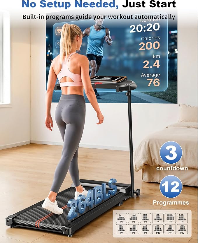 Treadmills for Home Walking Pad - Foldable Treadmill Under Desk with Handle Bar 0.6-6.2 MPH Portable Folding Pads Compact Running Machine Quiet Lightweight | Under Desk, 0.6-6.2 MPH, Portable Folding, Compact Running Machine, Quiet Lightweight