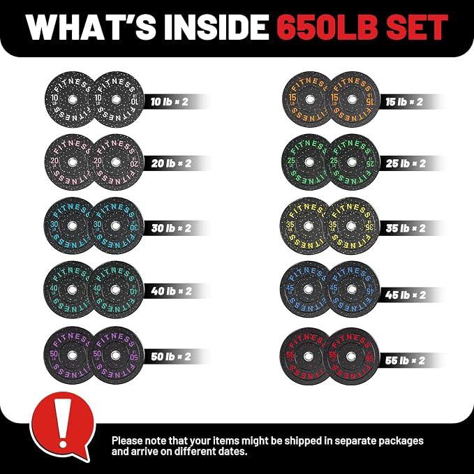 2" Bumper Plates Set Olympic Weight Plates for Barbell Strength Training | Papababe 2Inch Weights Plates Set, Floor Protective Plates, 20-600lbs Rubber Bumper Plates for Weightlifting, Bench Press