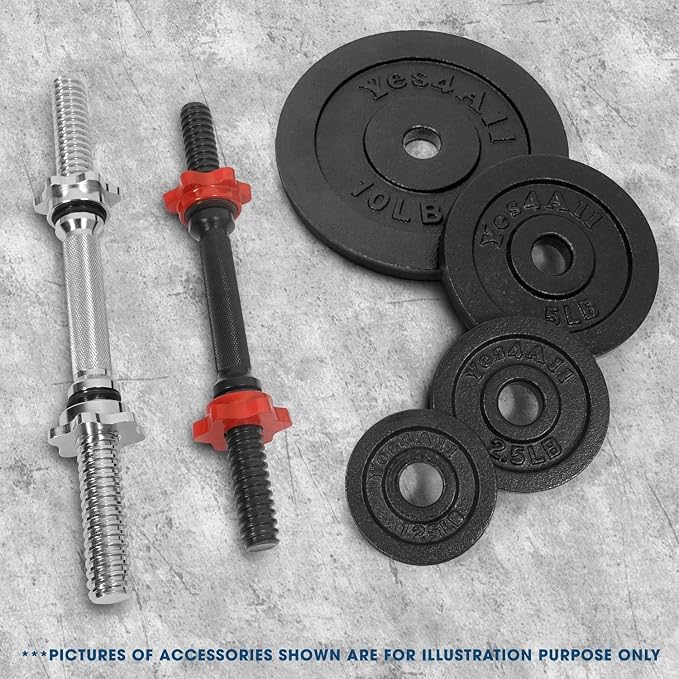 Yes4All Cast Iron Weight Plates, 1.15-Inch Standard Hole Weight Plate Set of 4 & 8, Fits Dumbbell Handles for Strength Training, Weightlifting & Home Gym Workouts