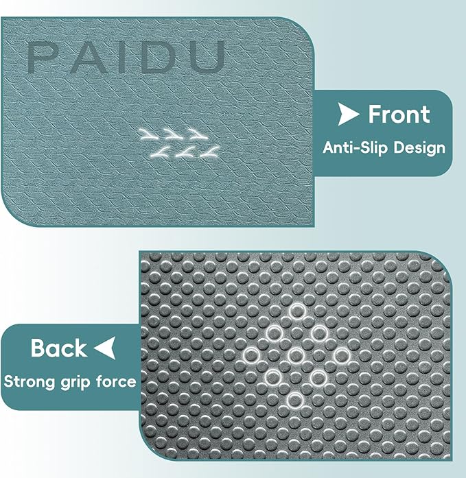 PAIDU Foldable Yoga Mat, 70"x24"x0.31" TPE Non-Slip Mat with Bag | Double‑sided non‑slip, 8mm thick TPE, foldable for travel, ideal for yoga/pilates/fitness/home/outdoor workouts