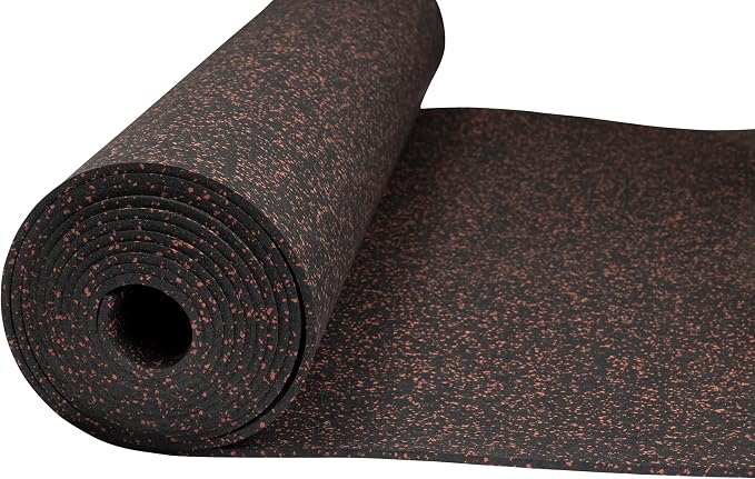 Genaflex Rubber Gym Floor Mat - 8mm Thick - Heavy Duty Commercial Protective Gym Flooring Roll (10% Red, 4' X 10')