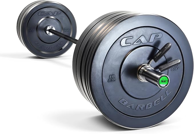 CAP Barbell Olympic Weight Set with 7ft Barbell & Bumper Plates | 160-370 lbs | Multiple Options