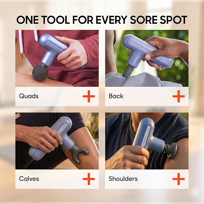 Sharper Image Powerboost Move Aero [New 2026 Version] Mini Deep Tissue Percussion Massage Gun| Muscle Recovery & Pain Relief Massage Tool| Full Body Back & Shoulder Massager| Travel Gift for Men Women