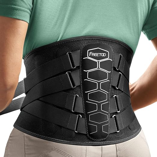 FREETOO Back Brace for Lower Back Pain Relief with Pulley System,Lumbar Support Belt for Men & Women with Lumbar Pad, Ergonomic Design and Soft Breathable 3D Knit Material,for Herniated Disc,Sciatica | 3D Knitted Fabric,Metal Plate,Lumbar Pad, Herniate...