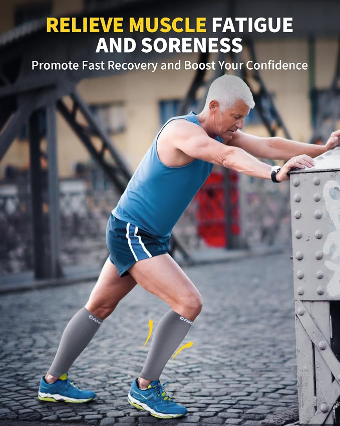 CAMBIVO Calf Compression Sleeve for Shin Splints & Running Support-3 Pairs | Leg sleeves for men & women, 15-20mmHg footless compression socks for gym & recovery, varicose veins