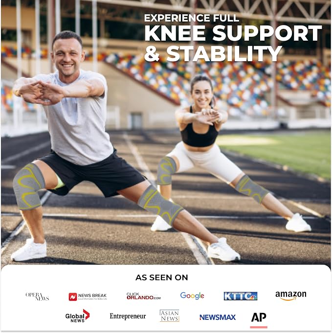 Modvel Compression Knee Brace for Women & Men - 2 Pack Knee Brace for Women Running Knee Pain, Knee Support Compression Sleeve, Workout Sports Knee Braces for Meniscus Tear ACL & Arthritis Pain Relief