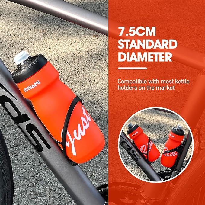 Bike Water Bottle 22oz/650ml Cycling Squeeze Water Bottle BPA Free Leakproof Easy-Squeeze Sports Bottles for Bicycle Gym Camping Hiking Vitality Orange