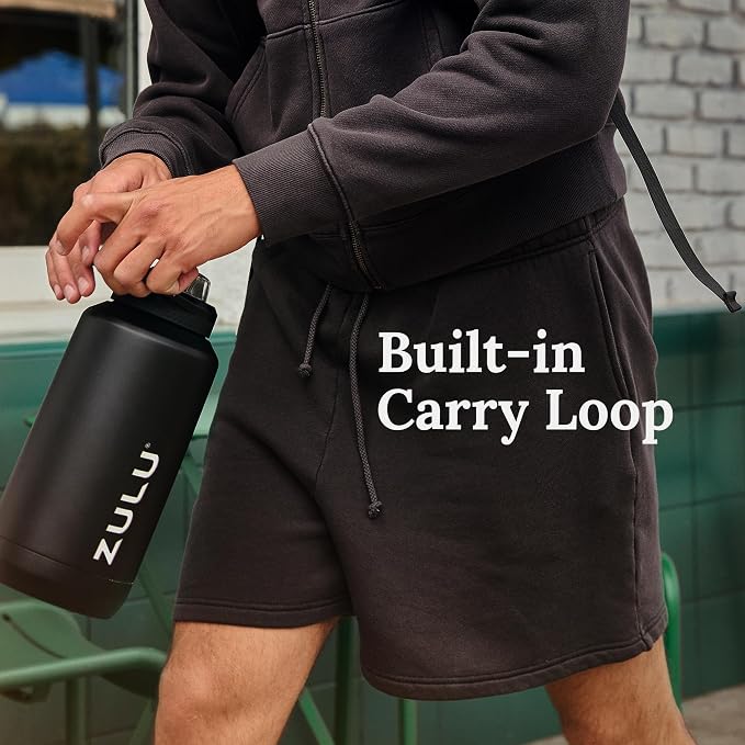 ZULU Goals Vacuum Insulated Large Capacity Stainless Steel Water Bottle | Reusable Jug Thermoses with Carry Handle | Leak-Proof Lid | Perfect for Travel, Workout, Gym, Hiking, Camping | 64oz, 101oz