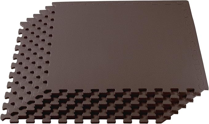 We Sell Mats 1/2 Inch Thickness Multipurpose EVA Foam Floor Tiles, Interlocking Floor Mat for Indoor Gym and Home Use, 24 in x 24 in, Brown, 48 Square Feet (12 Tiles)