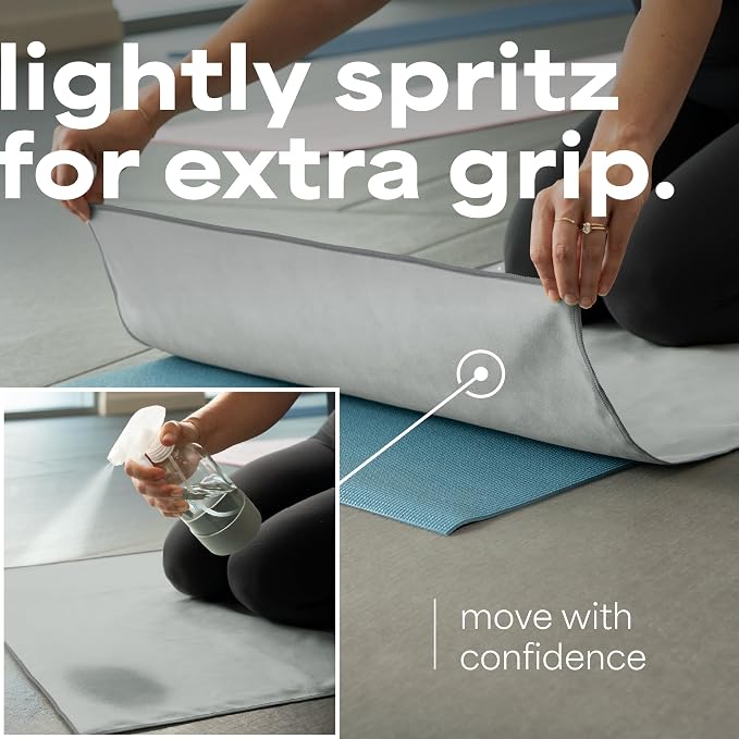 S&T INC. Aura Microfiber Yoga Mat Towel, 2 Pack, 26.5" x 72", Grey | Soft and Absorbent, Quick-Dry for Gym, Pilates, and Hot Yoga, Compact for Gym Bag, Machine Washable