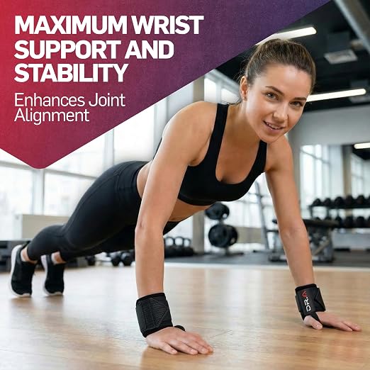 Dr. Arthritis Weight Lifting Wrist Wraps with Thumb Loop, Heavy-Duty Wrist Straps for Weightlifting, Hybrid Training, Olympic Lifts & Calisthenics, Non-Slip Gym Wraps for Men & Women (Black, Pair)